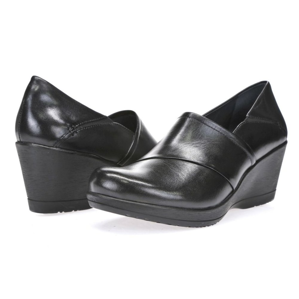 Dansko 41 Black Leather Wedge Shoes Comfort ROSALINE 10.5 11